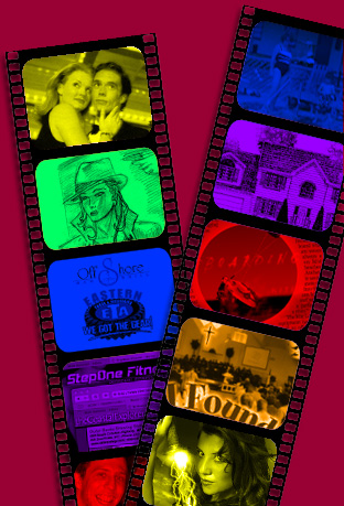 An Image map of film cells, making up the portfolio body of work.